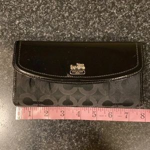 COACH long wallet in the Chanel styled C on canvas fabric & patent leather,